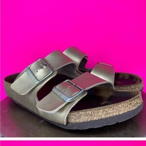 Birkenstock Arizona Gold Leather Slide Sandal Sz 8